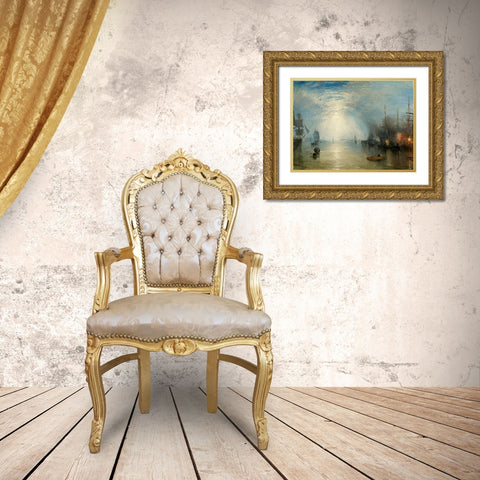 Keelmen Heaving in Coals by Moonlight, 1835 Gold Ornate Wood Framed Art Print with Double Matting by Mallord, Joseph