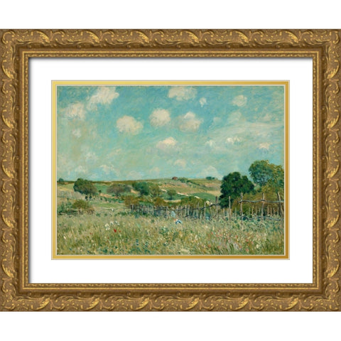 Meadow, 1875 Gold Ornate Wood Framed Art Print with Double Matting by Sisely, Alfred