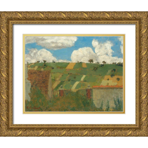 Landscape of the Ile-de-France, 1894 Gold Ornate Wood Framed Art Print with Double Matting by Vuillard, Edouard
