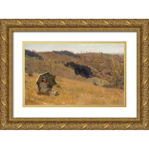 Sunny Days, 1874 Gold Ornate Wood Framed Art Print with Double Matting by Alma-Tadema, Sir Lawrence