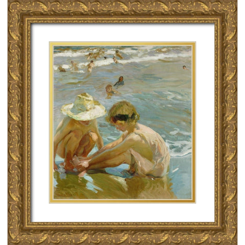 The Wounded Foot Gold Ornate Wood Framed Art Print with Double Matting by Y Bastida, Joaquin Sorolla