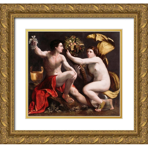 Allegory of Fortune Gold Ornate Wood Framed Art Print with Double Matting by Dossi, Dosso