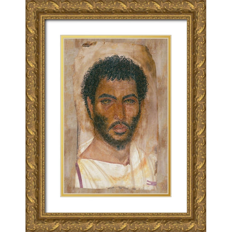 Mummy Portrait of a Bearded Man Gold Ornate Wood Framed Art Print with Double Matting by Unknown 2nd Century Romano-Egyptian Artisan