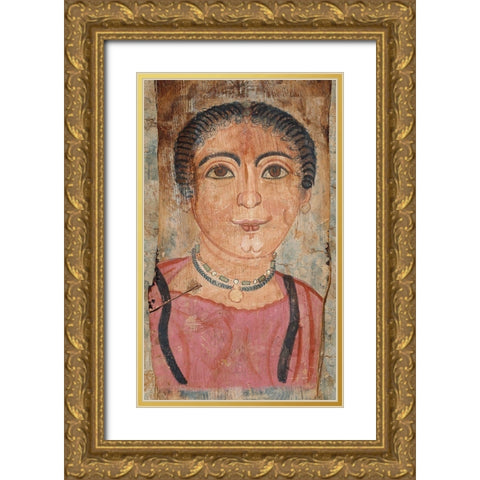 Mummy Portrait of a Woman Gold Ornate Wood Framed Art Print with Double Matting by Unknown 2nd Century Romano-Egyptian Artisan