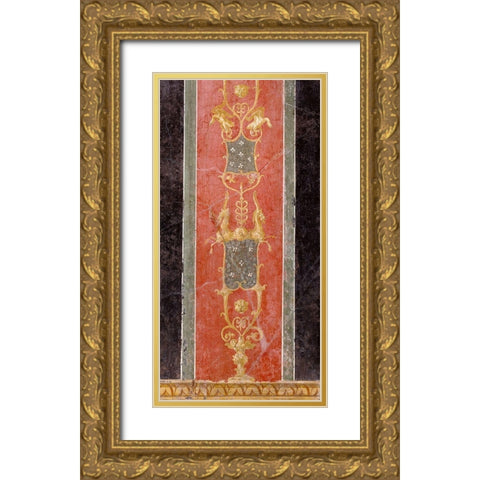 Wall Fragment with Grotesques Gold Ornate Wood Framed Art Print with Double Matting by Unknown 1st Century Roman Artisan