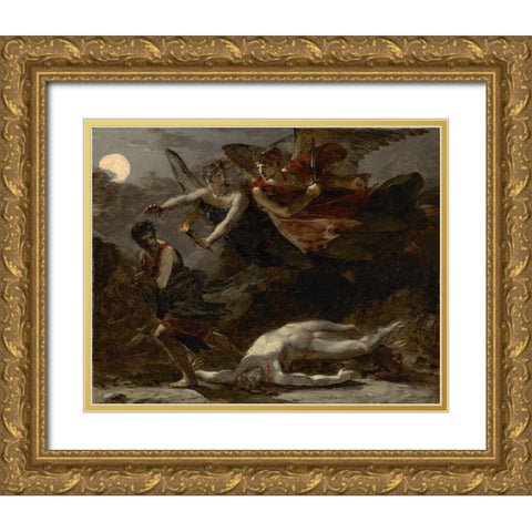 Justice and Divine Vengeance Pursuing Crime Gold Ornate Wood Framed Art Print with Double Matting by Prudhon, Pierre-Paul