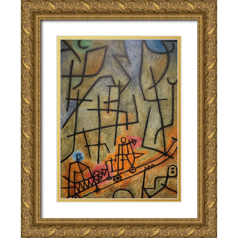 Conquest of the Mountain, 1939 Gold Ornate Wood Framed Art Print with Double Matting by Klee, Paul