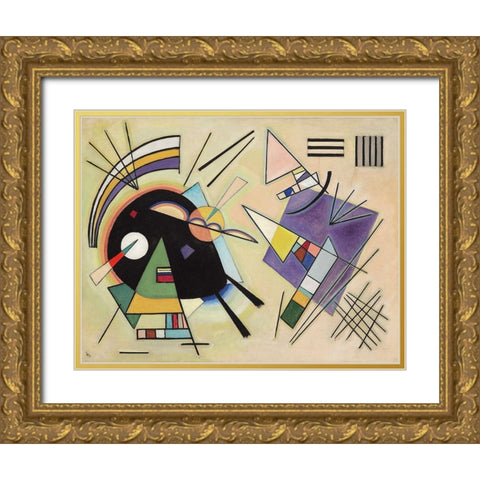 Black and Violet, 1923 Gold Ornate Wood Framed Art Print with Double Matting by Kandinsky, Wassily