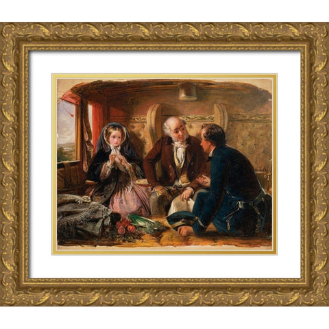 First Class - The Meeting, 1855 Gold Ornate Wood Framed Art Print with Double Matting by Solomom, Abraham