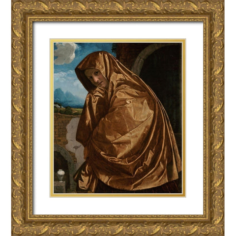 Saint Mary Magdalene at the Sepulchre Gold Ornate Wood Framed Art Print with Double Matting by Savoldo, Giovanni Girolamo
