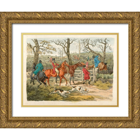 Sportsmen Within An Enclosure, 1817 Gold Ornate Wood Framed Art Print with Double Matting by Alken, Henry Thomas