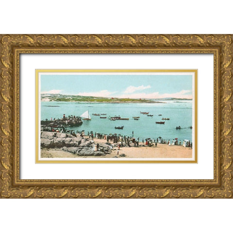 Water Sports At Annisquam, Glouchester, Mass., 1898 Gold Ornate Wood Framed Art Print with Double Matting by Detroit Publishing Co.