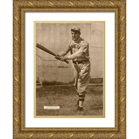 Napoleon Lajoie, Cleveland American League, 1880 Gold Ornate Wood Framed Art Print with Double Matting by Leopold Morse Goulston Baseball Collection