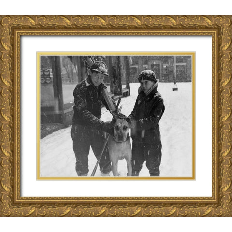 Winter Sports - Hanover, New Hampshire,  1936 Gold Ornate Wood Framed Art Print with Double Matting by Rothstein, Arthur