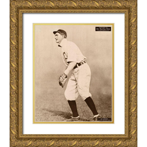 Joe Jackson, Cleveland American League, 1880 Gold Ornate Wood Framed Art Print with Double Matting by Leopold Morse Goulston Baseball Collection