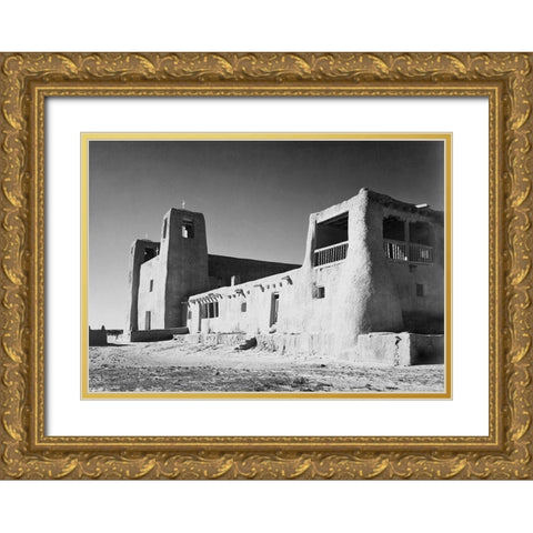 Church, Acoma Pueblo, New Mexico - National Parks and Monuments, ca. 1933-1942 Gold Ornate Wood Framed Art Print with Double Matting by Adams, Ansel