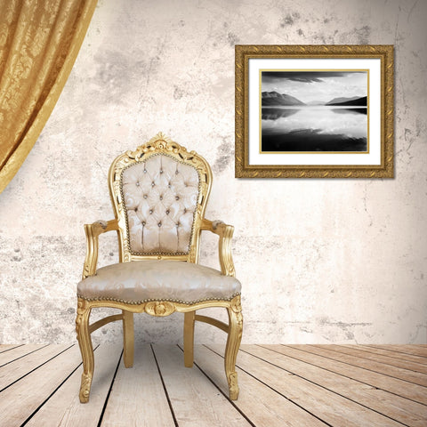 Evening, McDonald Lake, Glacier National Park, Montana - National Parks and Monuments, 1941 Gold Ornate Wood Framed Art Print with Double Matting by Adams, Ansel