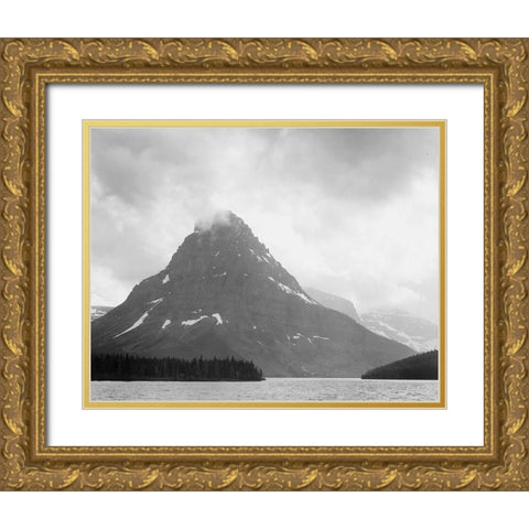 Two Medicine Lake, Glacier National Park, Montana - National Parks and Monuments, 1941 Gold Ornate Wood Framed Art Print with Double Matting by Adams, Ansel