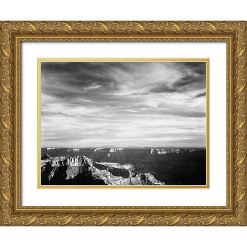 Grand Canyon from North Rim - National Parks and Monuments, 1940 Gold Ornate Wood Framed Art Print with Double Matting by Adams, Ansel
