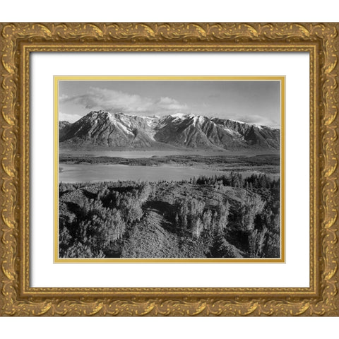 View across river valley, Grand Teton National Park, Wyoming, 1941 Gold Ornate Wood Framed Art Print with Double Matting by Adams, Ansel