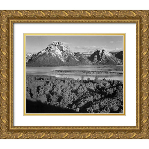 View toward Mount Moran, Grand Teton National Park, Wyoming, 1941 Gold Ornate Wood Framed Art Print with Double Matting by Adams, Ansel