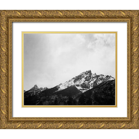 Snow covered peak in Grand Teton National Park, Wyoming, 1941 Gold Ornate Wood Framed Art Print with Double Matting by Adams, Ansel