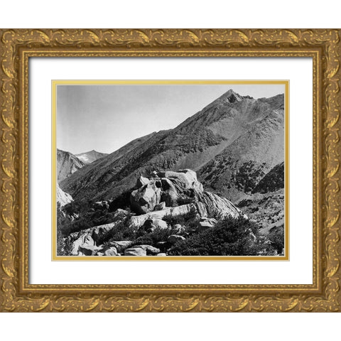 Peak near Rac Lake, Kings River Canyon, proposed as a national park, California, 1936 Gold Ornate Wood Framed Art Print with Double Matting by Adams, Ansel