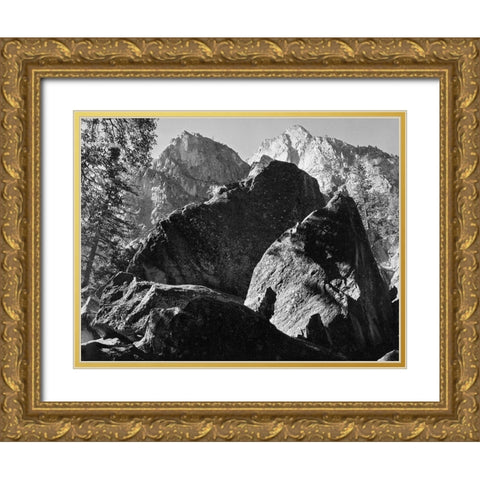 Grand Sentinel, Kings River Canyon, proposed as a national park, California, 1936 Gold Ornate Wood Framed Art Print with Double Matting by Adams, Ansel