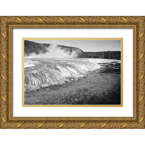 Firehold River, Yellowstone National Park, Wyoming, ca. 1941-1942 Gold Ornate Wood Framed Art Print with Double Matting by Adams, Ansel