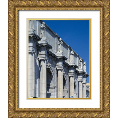 Union Station facade and sentinels, Washington, D.C. Gold Ornate Wood Framed Art Print with Double Matting by Highmith, Carol