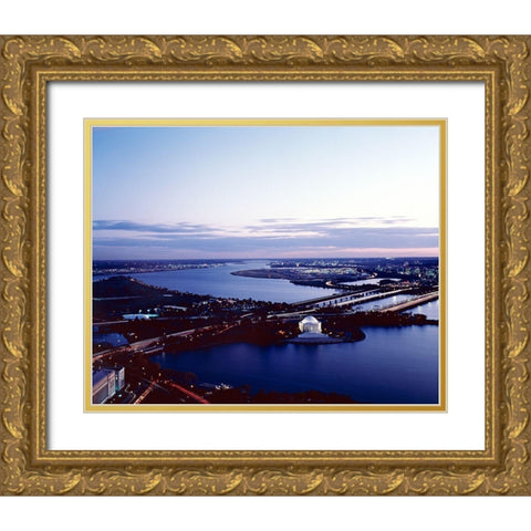 Jefferson Memorial taken from an open window in the Washington Monument, Washington, D.C. Gold Ornate Wood Framed Art Print with Double Matting by Highmith, Carol