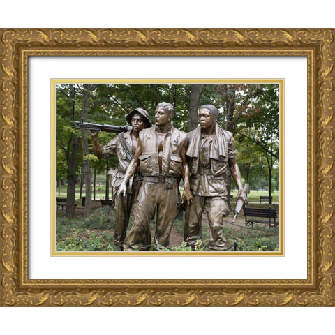 Vietnam memorial soldiers by Frederick Hart, Washington, D.C. Gold Ornate Wood Framed Art Print with Double Matting by Highmith, Carol