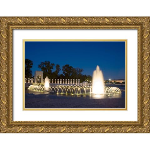 World War II Memorial Nigh), Washington, D.C. Gold Ornate Wood Framed Art Print with Double Matting by Highmith, Carol