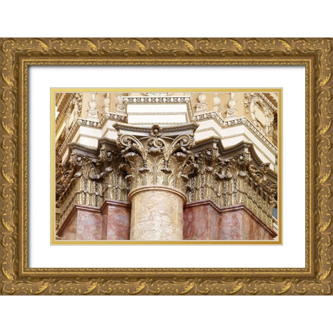 Main Reading Room. Detail of capitals of engaged columns. Library of Congress Thomas Jefferson Build Gold Ornate Wood Framed Art Print with Double Matting by Highmith, Carol