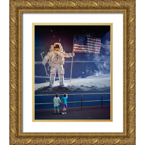 Part of mural The Space Mural, A Cosmic View, at the National Air and Space Museum, Washington, D.C. Gold Ornate Wood Framed Art Print with Double Matting by Highmith, Carol