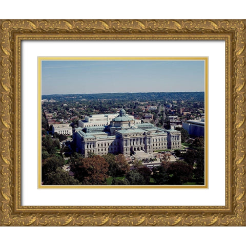 View of the Library of Congress Thomas Jefferson Building from the U.S. Capitol dome, Washington, D. Gold Ornate Wood Framed Art Print with Double Matting by Highmith, Carol