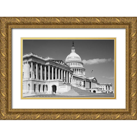 U.S. Capitol, Washington, D.C. - Black and White Variant Gold Ornate Wood Framed Art Print with Double Matting by Highmith, Carol