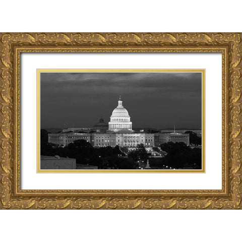 U.S. Capitol, Washington, D.C. Number 2 - Black and White Variant Gold Ornate Wood Framed Art Print with Double Matting by Highmith, Carol
