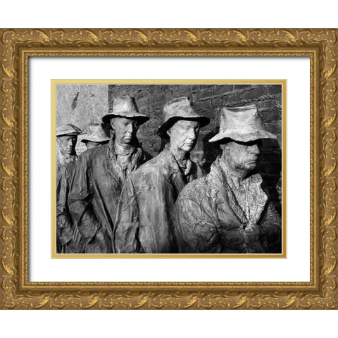 Breadline, F.D.R. Memorial, Washington, D.C. - Black and White Variant Gold Ornate Wood Framed Art Print with Double Matting by Highmith, Carol