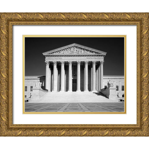 U.S. Supreme Court building, Washington, D.C. - Black and White Variant Gold Ornate Wood Framed Art Print with Double Matting by Highmith, Carol