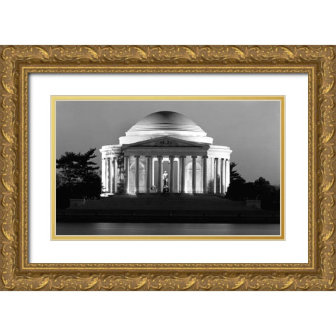 Jefferson Memorial, Washington, D.C. - Black and White Variant Gold Ornate Wood Framed Art Print with Double Matting by Highmith, Carol