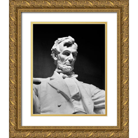 Lincoln Memorial statue by Daniel Chester French, Washington, D.C. - Black and White Variant Gold Ornate Wood Framed Art Print with Double Matting by Highmith, Carol