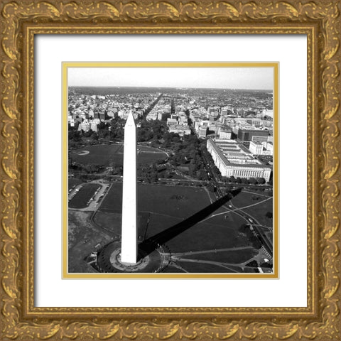 Aerial view of the Washington Monument, Washington, D.C. - Black and White Variant Gold Ornate Wood Framed Art Print with Double Matting by Highmith, Carol