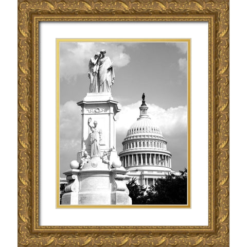 The Peace Monument located in Peace Circle on the grounds of the U.S. Capitol, First St. and Pennsyl Gold Ornate Wood Framed Art Print with Double Matting by Highmith, Carol