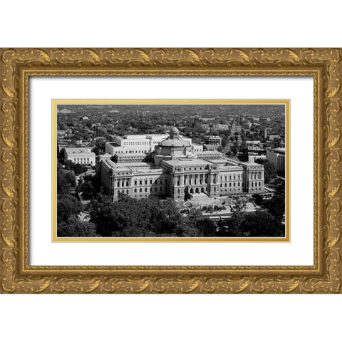 View of the Library of Congress Thomas Jefferson Building from the U.S. Capitol dome, Washington, D. Gold Ornate Wood Framed Art Print with Double Matting by Highmith, Carol