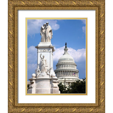 The Peace Monument located in Peace Circle on the grounds of the U.S. Capitol, First St. and Pennsyl Gold Ornate Wood Framed Art Print with Double Matting by Highmith, Carol