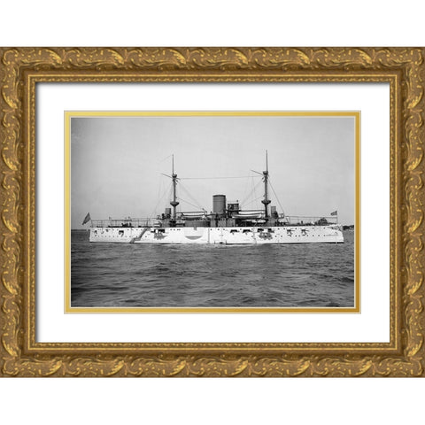 USS Texas, 1895 Gold Ornate Wood Framed Art Print with Double Matting by Hart, Edward H.