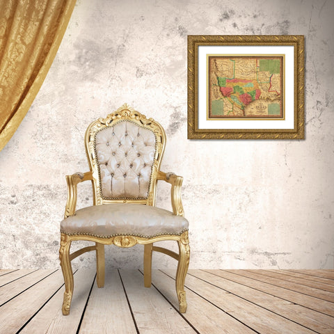New map of Texas : with the contiguous American and Mexican states, 1835 Gold Ornate Wood Framed Art Print with Double Matting by Mitchell, S. Augustus