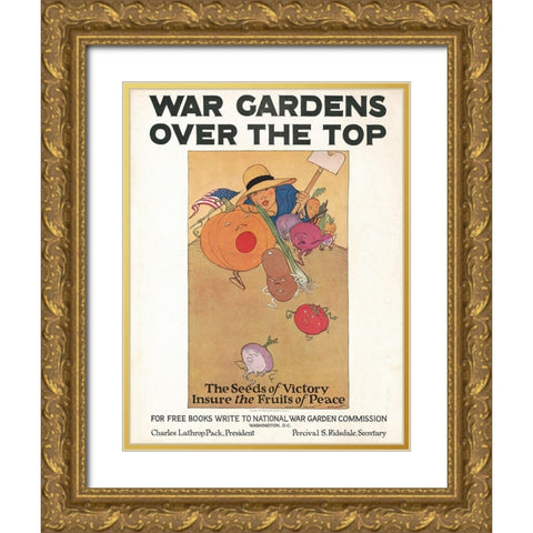 War Gardens Over the Top, 1919 Gold Ornate Wood Framed Art Print with Double Matting by Barney, Maginel Wright