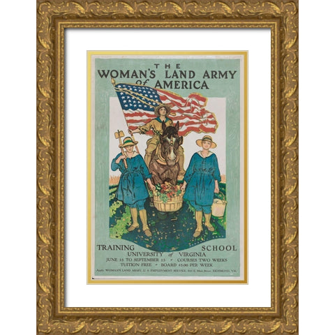 The Womans Land Army of America Gold Ornate Wood Framed Art Print with Double Matting by Paus, Herbert